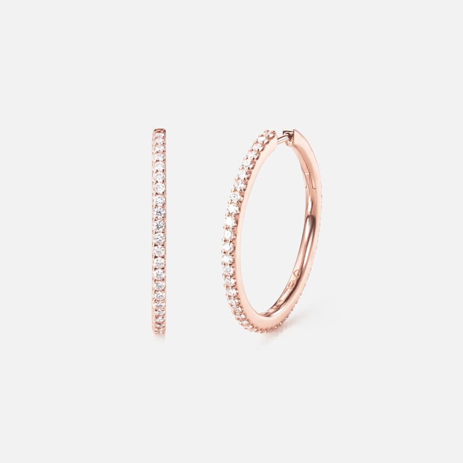Love Bands Creol Earrings Large in Rose Gold with Diamonds  |  Ole Lynggaard 