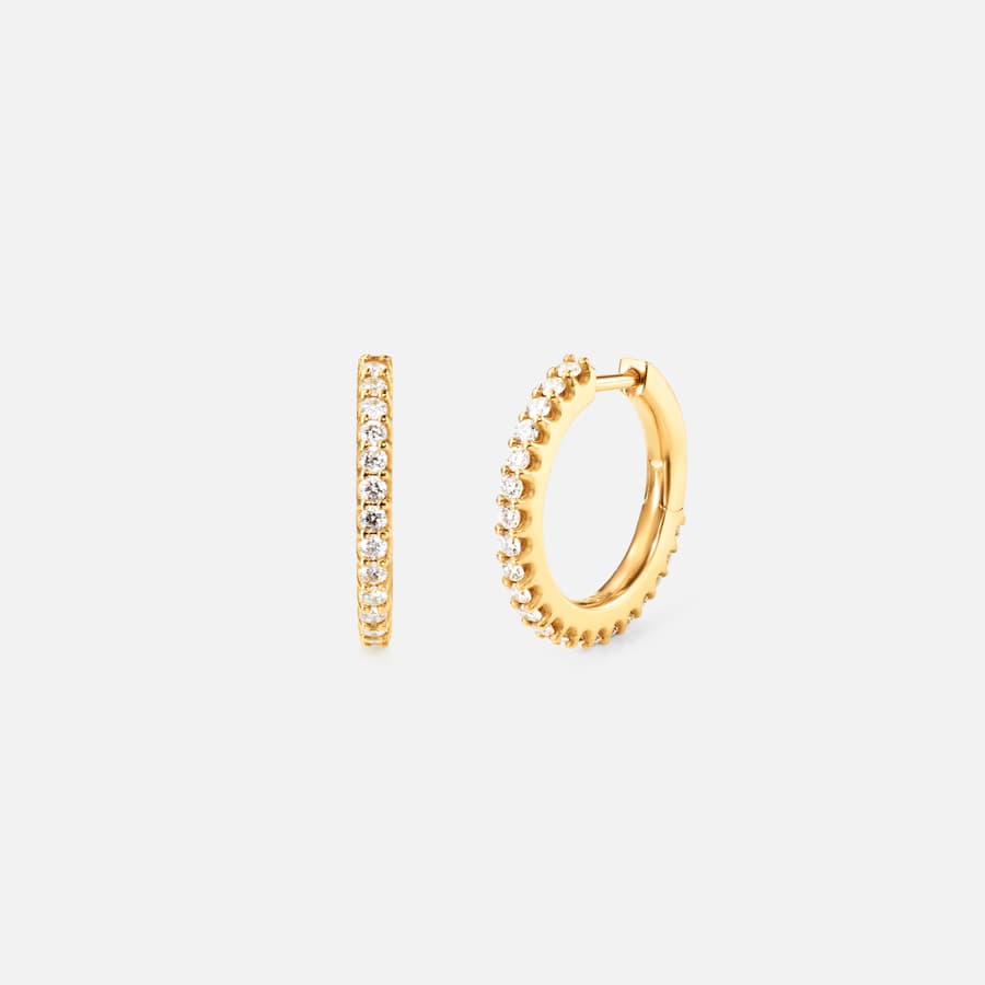 Love Bands Creol Earrings Small in Yellow Gold with Diamonds | Ole Lynggaard 