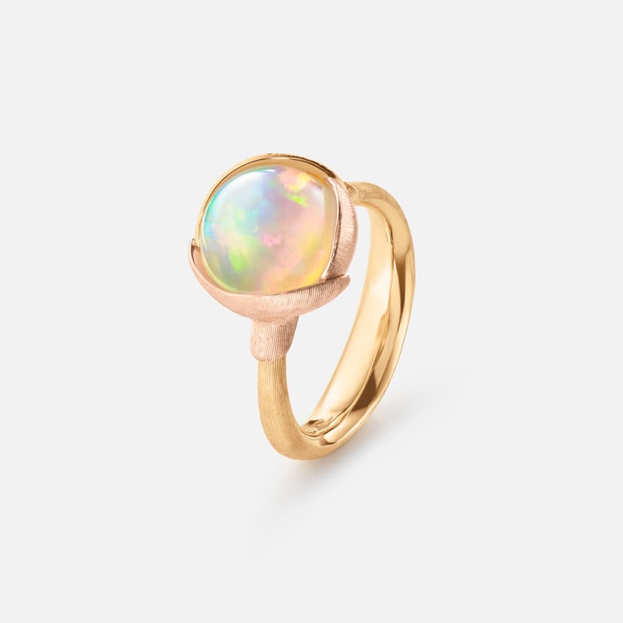 Lotus Ring size 2 in Yellow and Rose Gold with Opal | Ole Lynggaard