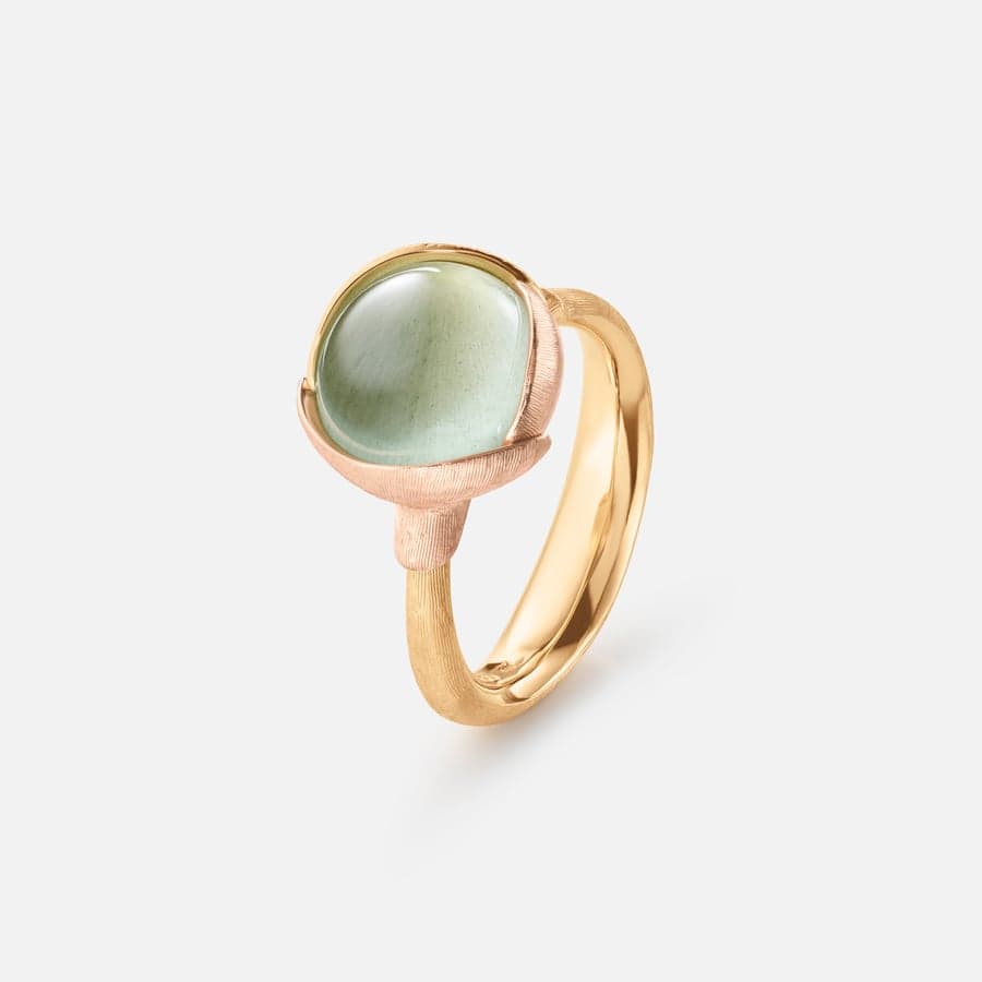Lotus Ring size 2 in Yellow and Rose Gold  with Aquamarine  |  Ole Lynggaard
