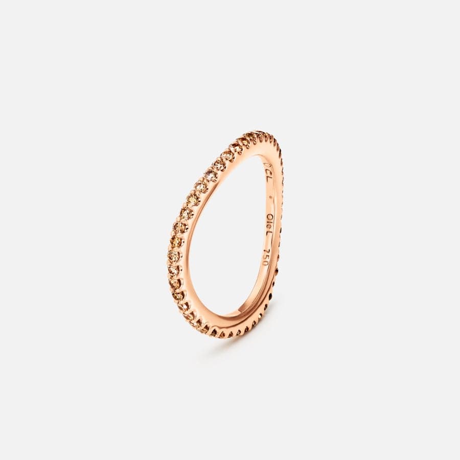 Love Bands Ring Curved in Rose Gold with Brown Diamonds  |  Ole Lynggaard 