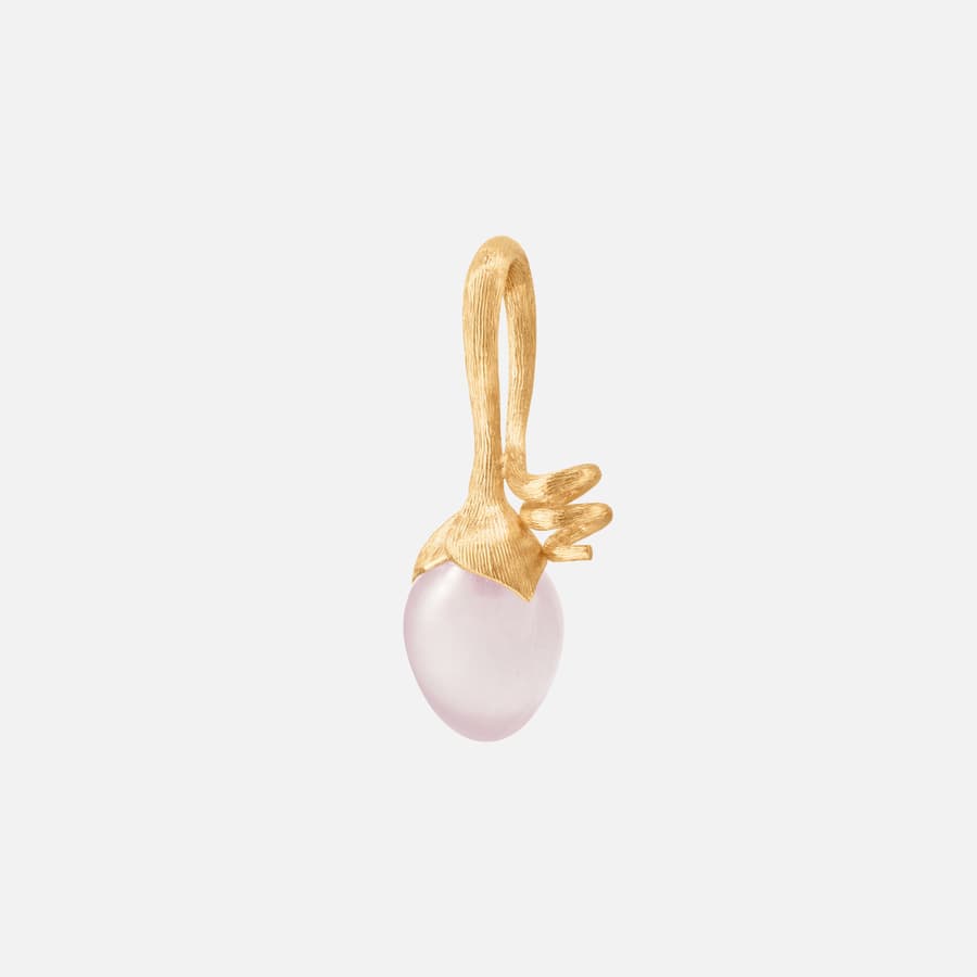 Lotus Sprout Pendant in 18 Karat Yellow Gold and Rose Quartz  |  Ole Lynggaard 