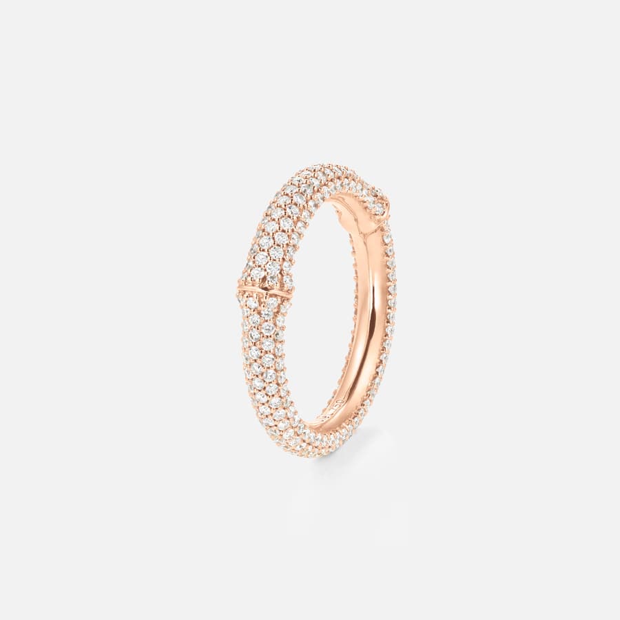 Nature Ring IV in 18 Karat Rose Gold with Pavé-set Diamonds | Ole Lynggaard