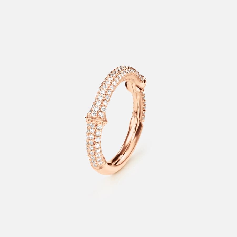 Nature Ring IV in 18 Karat Polished Rose Gold with Pavé-set Diamonds | Ole Lynggaard