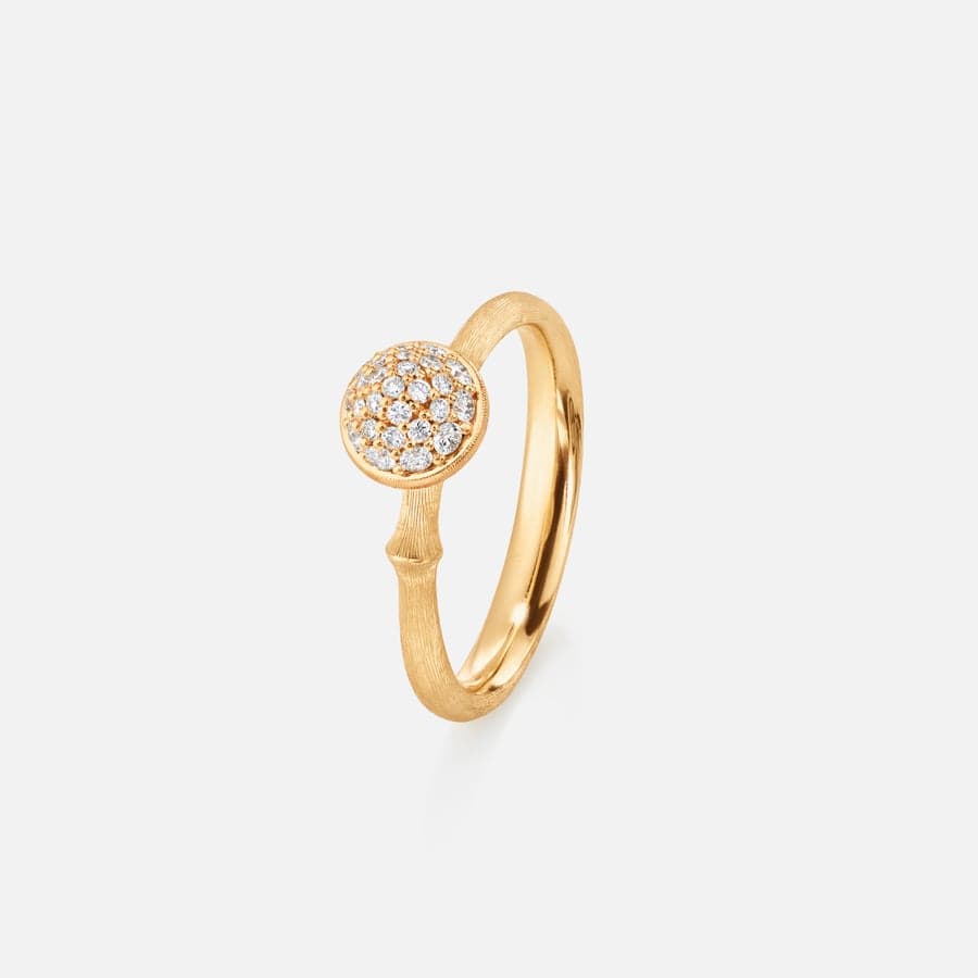 Lotus Ring Small in 18 Karat Yellow Gold with Diamonds  |  Ole Lynggaard