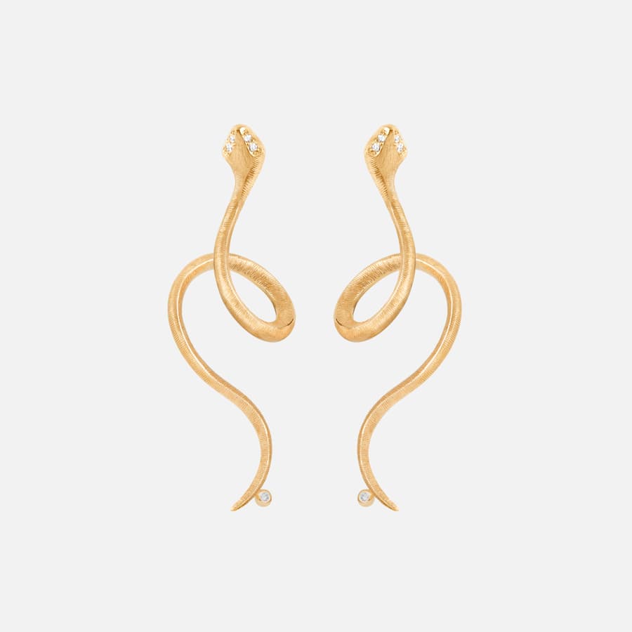 Snakes Earrings in Yellow Gold with Diamonds  |  Ole Lynggaard