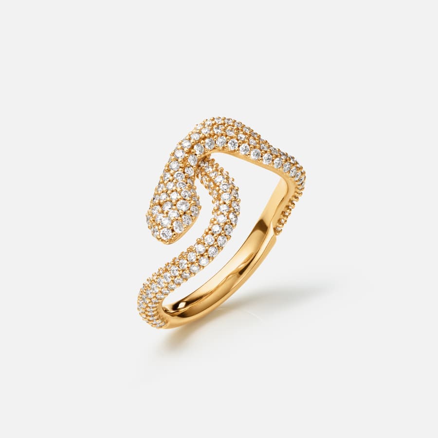 Snakes Ring Small in Yellow Gold with Pavé-set Diamonds  |  Ole Lynggaard 