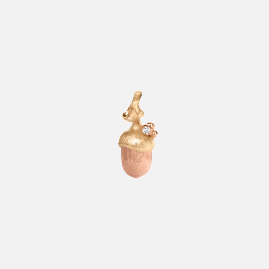 Acorn Pendant Small in Yellow and Rose Gold with Diamond  |  Ole Lynggaard 