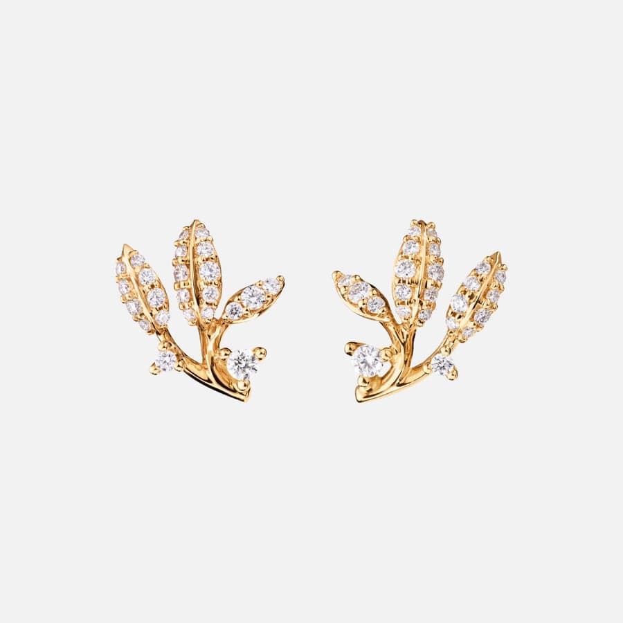 Winter Frost Stud Earrings in Gold with Diamonds   |  Ole Lynggaard 
