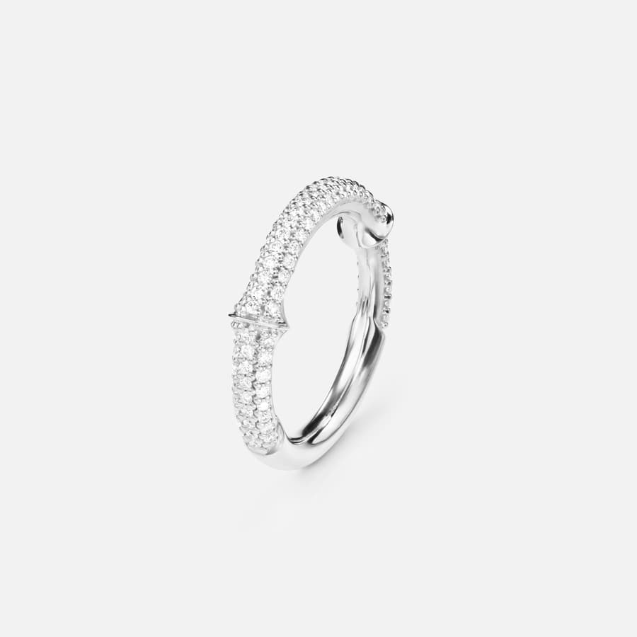 Nature Ring IV in 18 Karat Polished White Gold with Pavé-set Diamonds | Ole Lynggaard