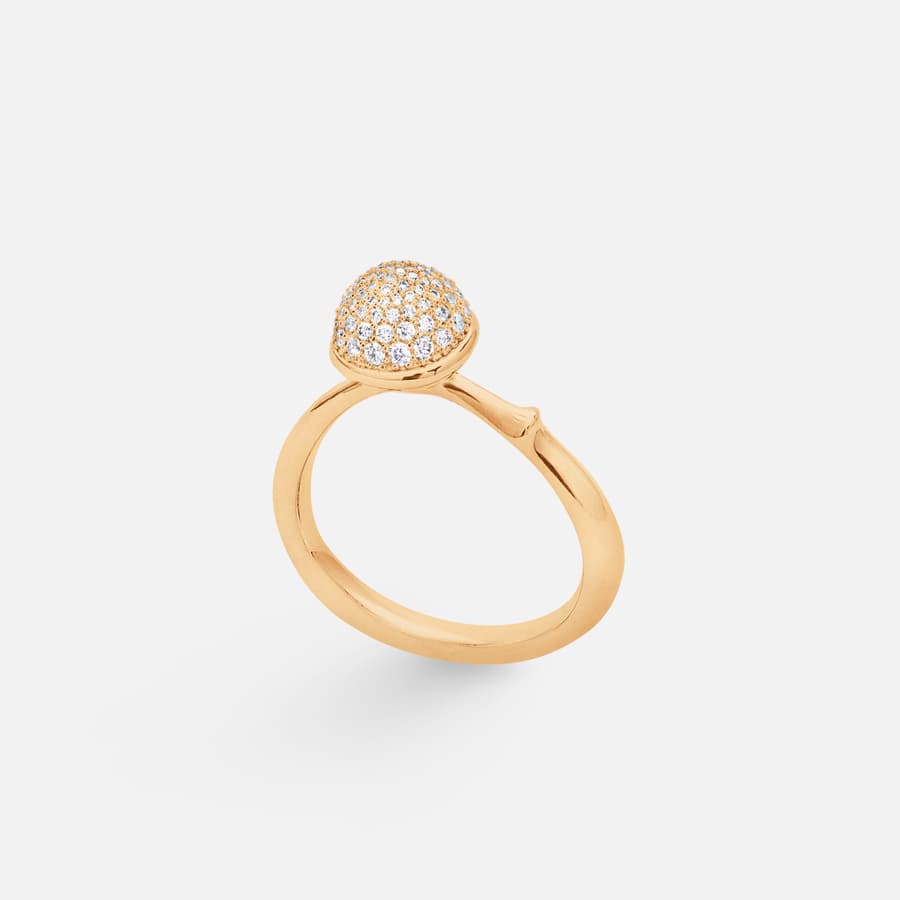 Lotus Ring Medium in 18 Karat Yellow Gold with Diamonds  |  Ole Lynggaard