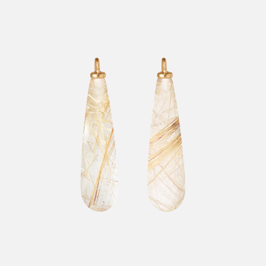 Earing Pendant Drop in 18 Karat Yellow Gold with Rutile Quartz l Ole Lynggaard Copenhagen