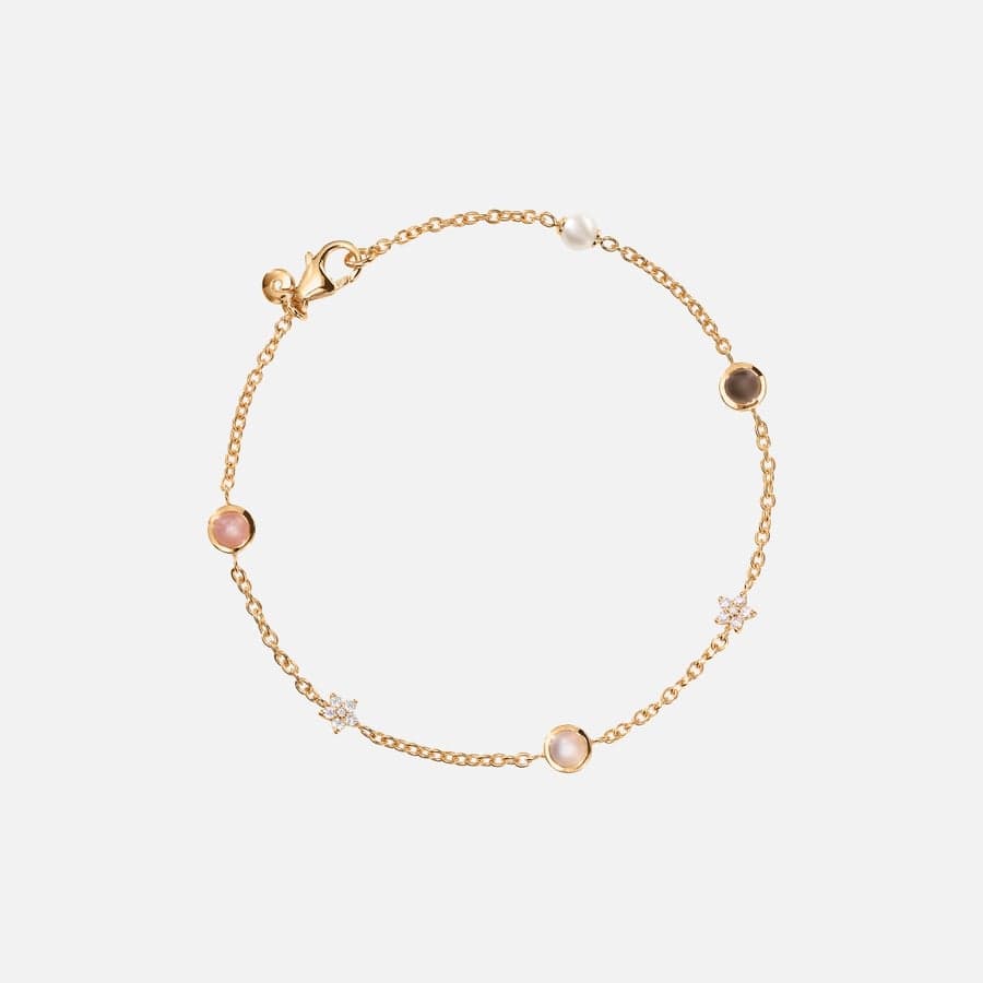 Shooting Stars 18K Gold Bracelet with Diamonds, Moonstone, and Pearl  |  Ole Lynggaard Copenhagen 