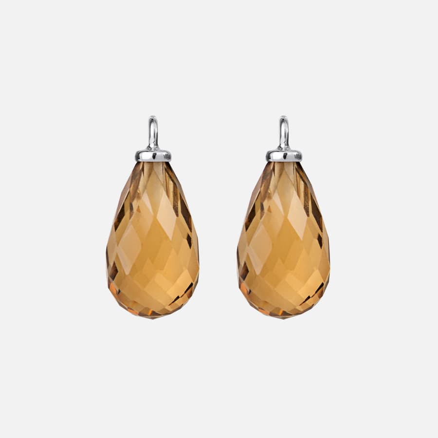 Drop Earring Pendants in 18K White Gold with Citrine  |  Ole Lynggaard 