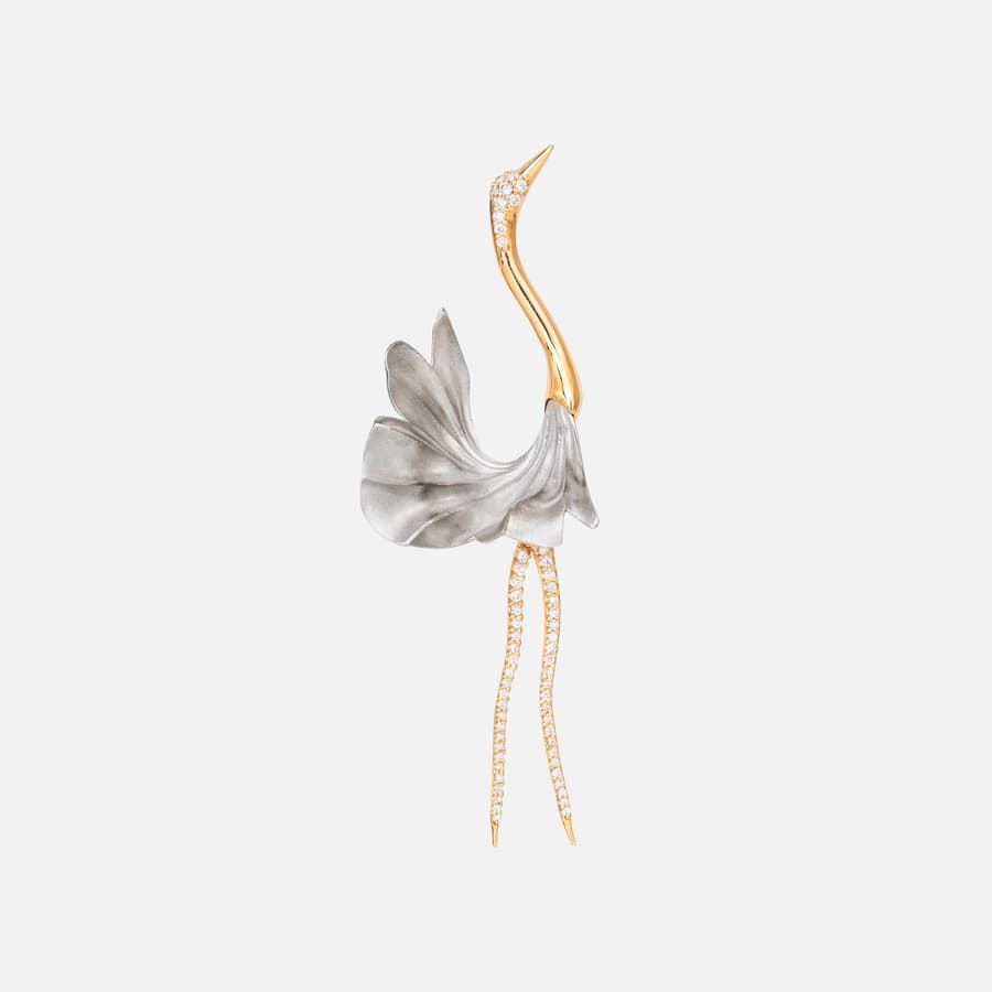 Cranes Earring in 18 Karat Gold with Diamonds | Ole Lynggaard