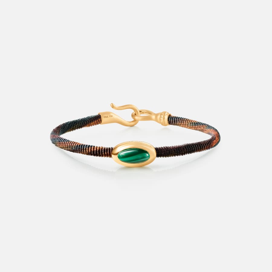 Life Maroon Bracelet with 18 Karat Gold & Malachite Charm  |  Ole Lynggaard