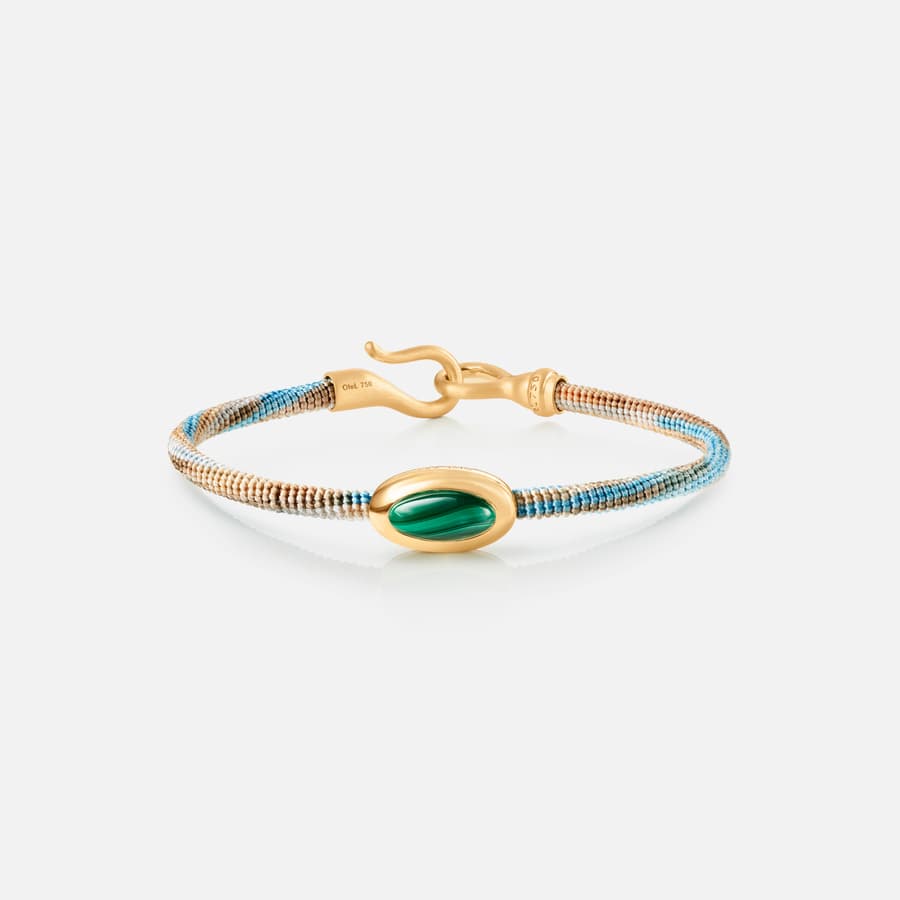 Life Cornflower Bracelet with 18 Karat Gold & Malachite Charm  |  Ole Lynggaard