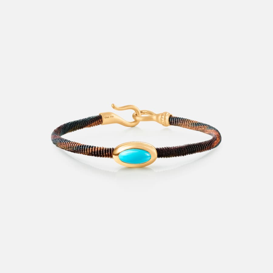 Life Maroon Bracelet with 18 Karat Gold & Turquoise Charm  |  Ole Lynggaard