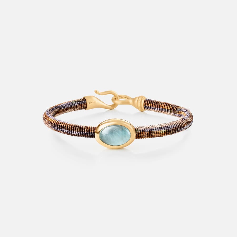 Life Velvet Bracelet with 18 Karat Gold & Aquamarine Charm  |  Ole Lynggaard Copenhagen