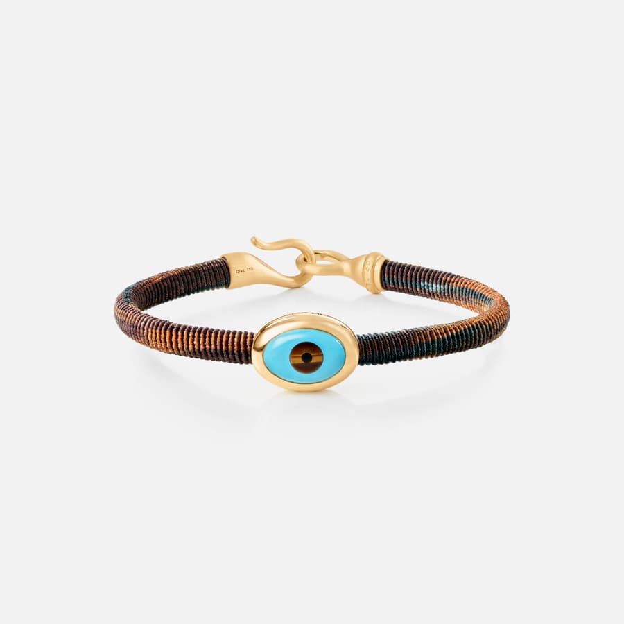 Life Maroon Bracelet with 18 Karat Gold & Evil Eye Charm  |  Ole Lynggaard