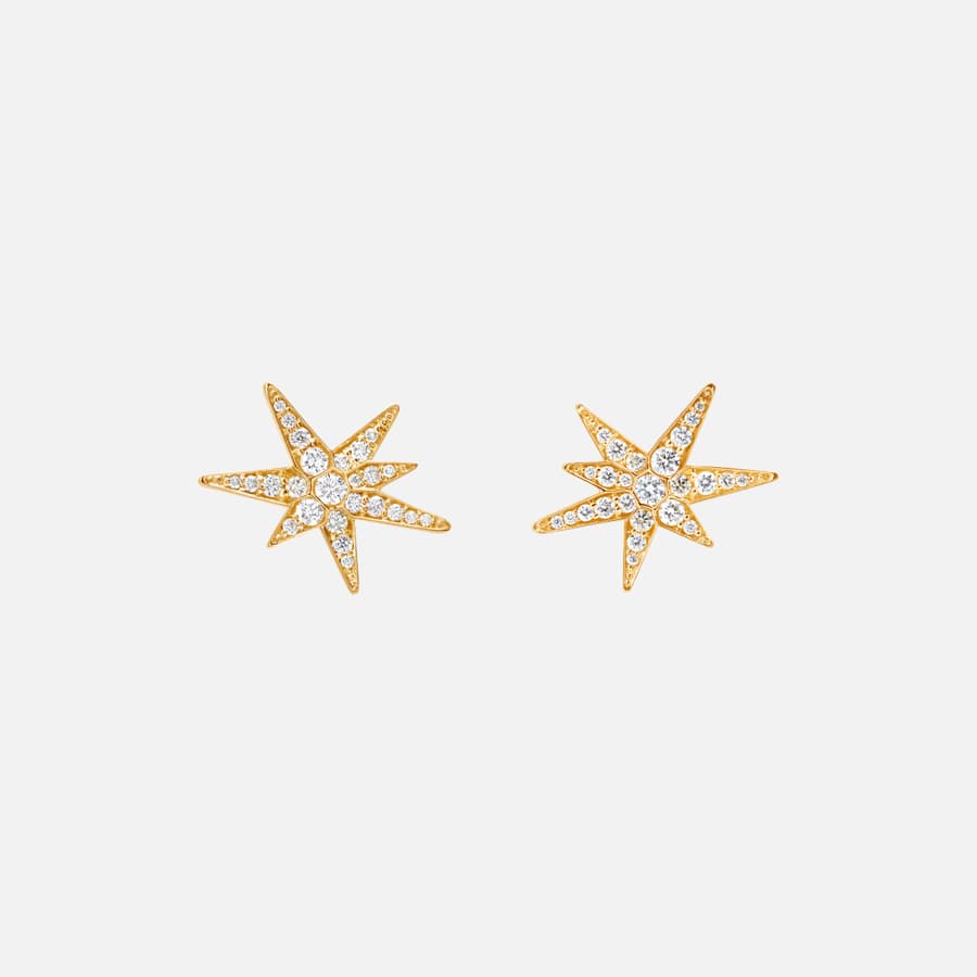 Funky Stars earrings small in 18 karat gold and diamonds | Ole Lynggaard 