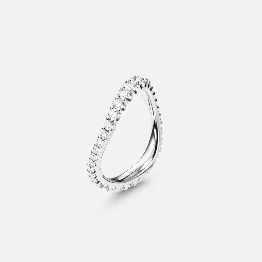 Love Bands ring curved wide in 18 karat white gold with diamonds | Ole Lynggaard