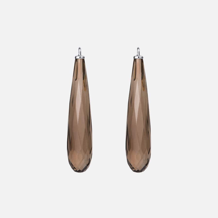 Drop Earring Pendants in 18K White Gold with Smoky Quartz |  Ole Lynggaard Copenhagen 