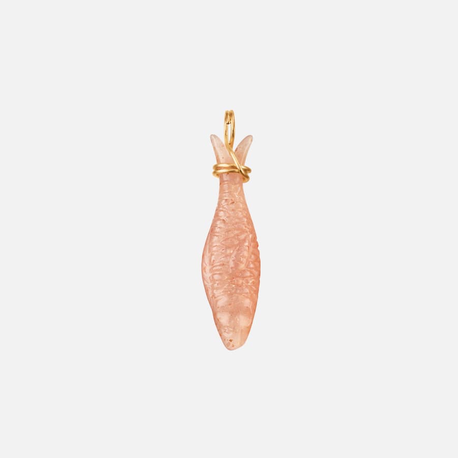 Young Fish pendant in 18 karat yellow gold and blush moonstone | Ole Lynggaard