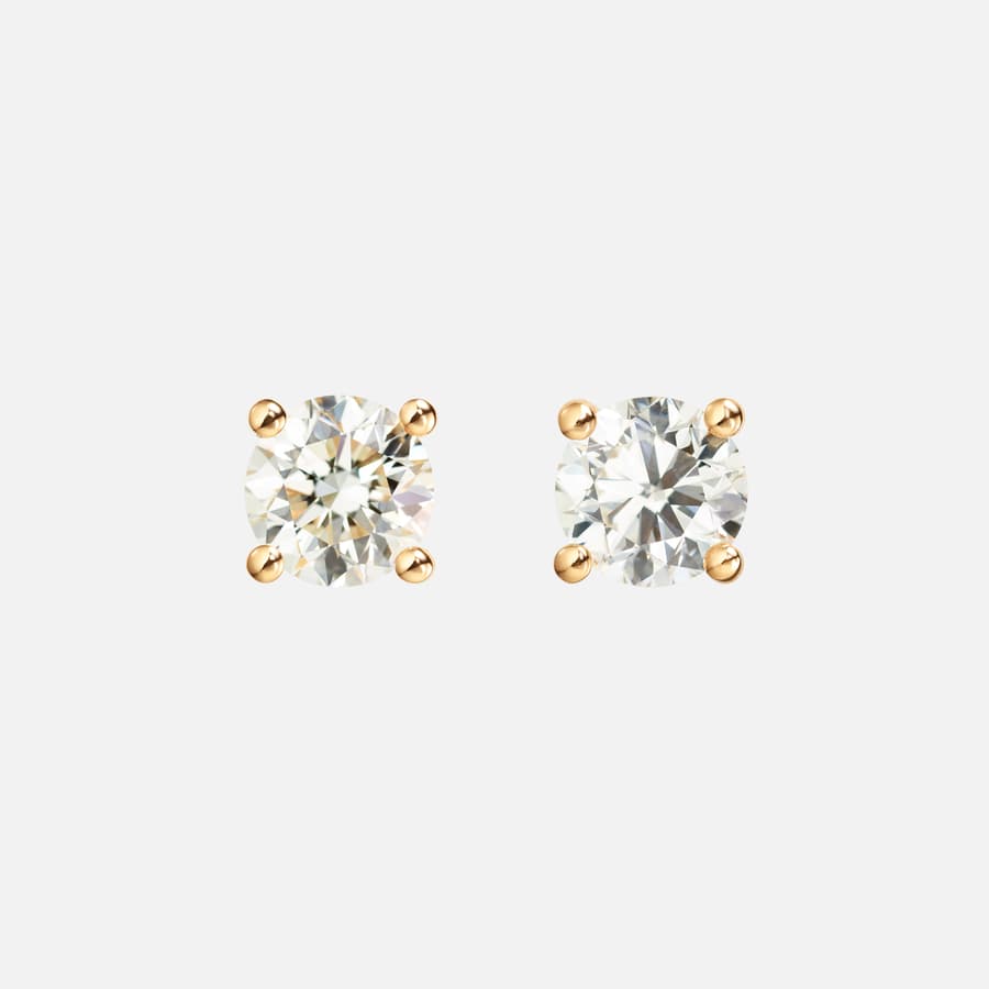 Solitaire Stud Earrings in Yellow Gold with Brilliant Cut Diamonds | Ole Lynggaard 