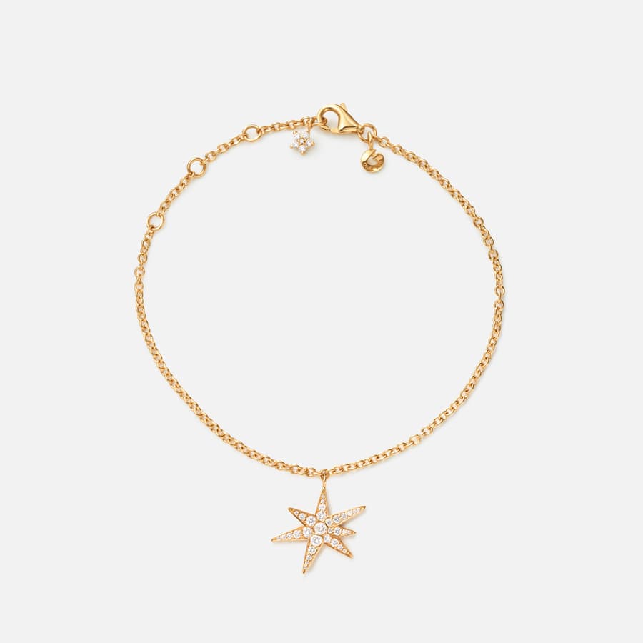 Funky Stars bracelet medium in 18k gold with 38 diamonds totalling 0.21 ct. TW VS | Ole Lyngaard