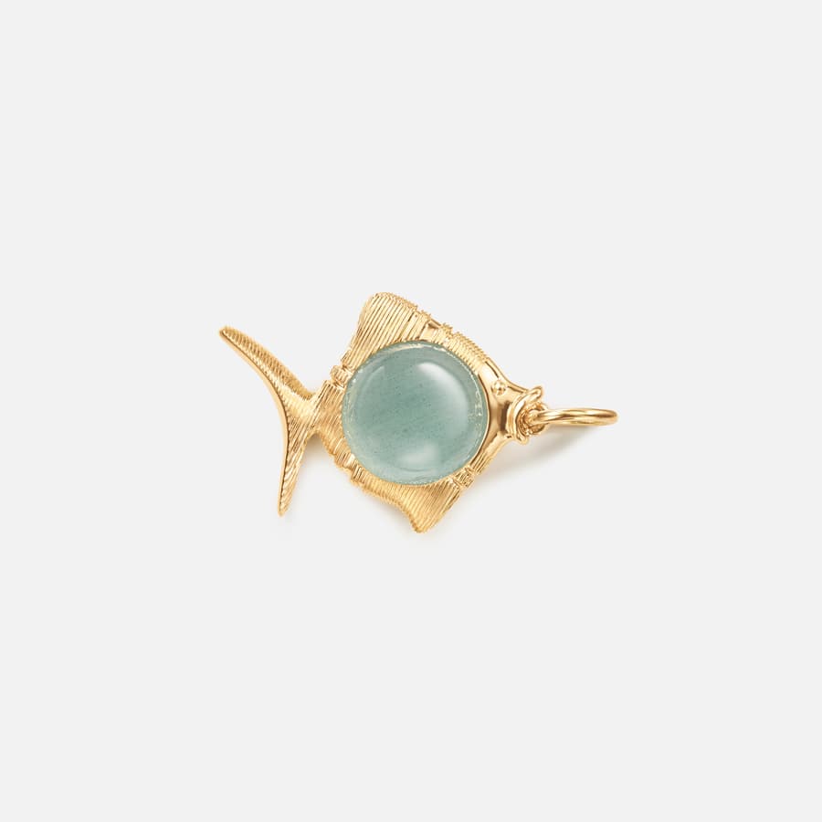 Young Fish pendant in yellow gold with aquamarine | Ole Lynggaard